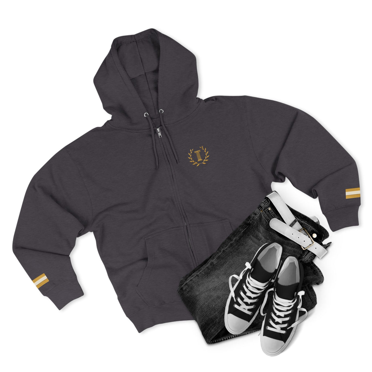 Achilles Zip Hoodie in Charcoal Heather