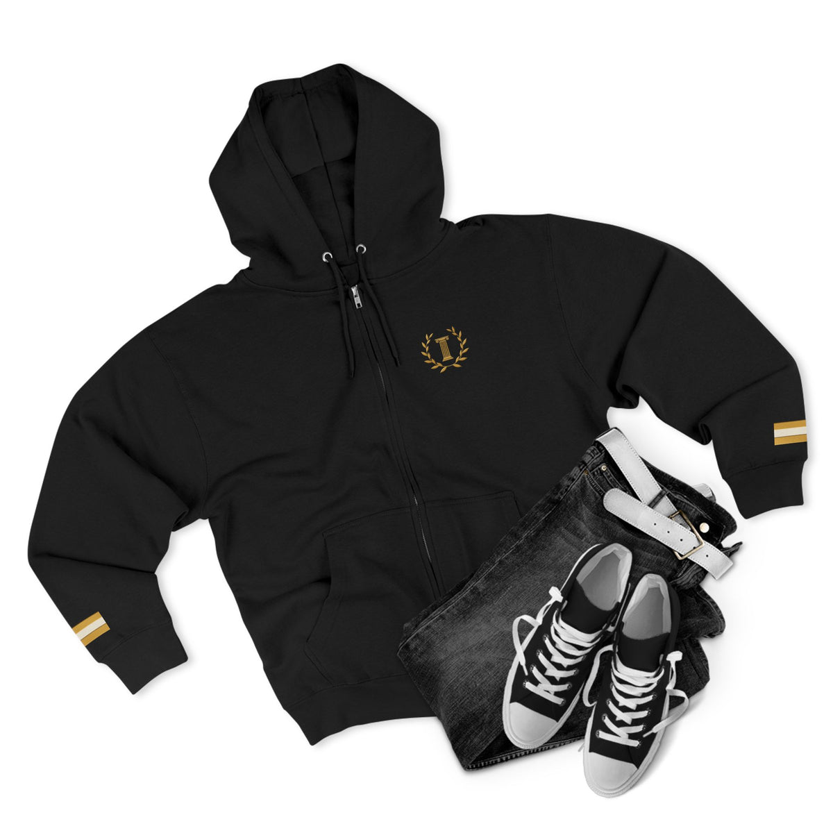 Achilles Zip Hoodie in Black